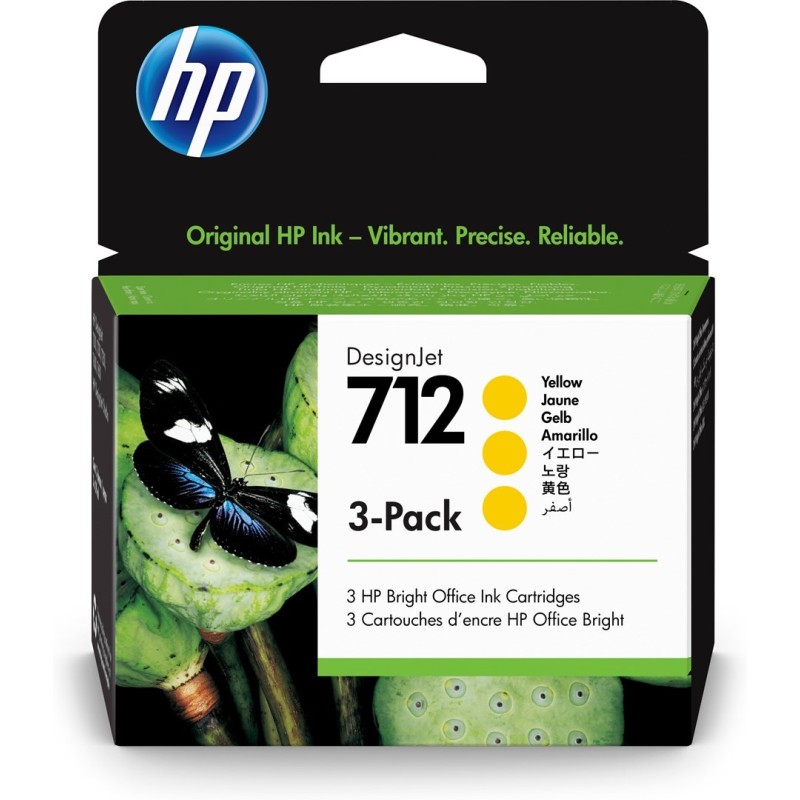 HP Zestaw 3 żółtych wkładów atramentowych 712 DesignJet 29 ml HP Zestaw 3 żółtych wkładów atramentowych 712 DesignJet 29 ml