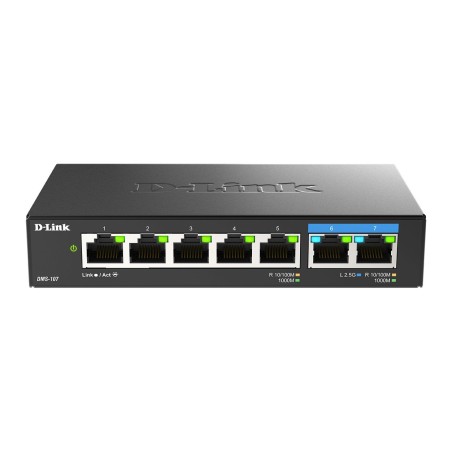 D-Link DMS-107/E łącza sieciowe Nie zarządzany Gigabit Ethernet (10/100/1000) Czarny