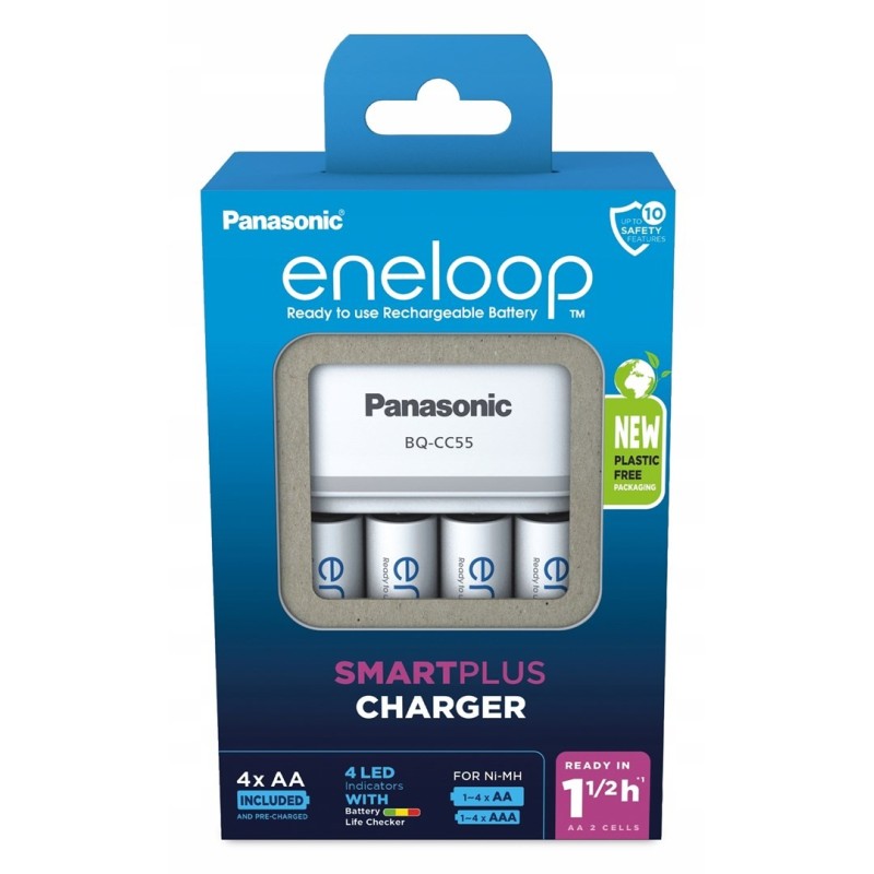 ŁADOWARKA PANASONIC SMARTPLUS + 4x AA ENELOOP 2000 mAh ŁADOWARKA PANASONIC SMARTPLUS + 4x AA ENELOOP 2000 mAh