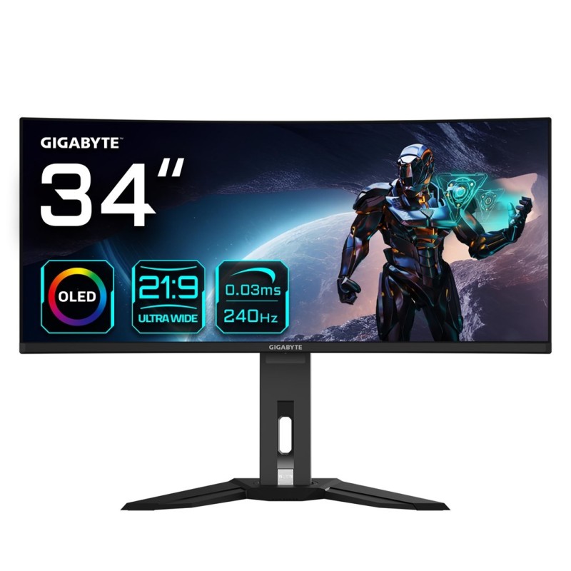 GIGABYTE MO34WQC2 monitor komputerowy 86,4 cm (34") 3440 x 1440 px Wide Quad HD OLED Czarny GIGABYTE MO34WQC2 monitor komputerowy 86,4 cm (34") 3440 x 1440 px Wide Quad HD OLED Czarny
