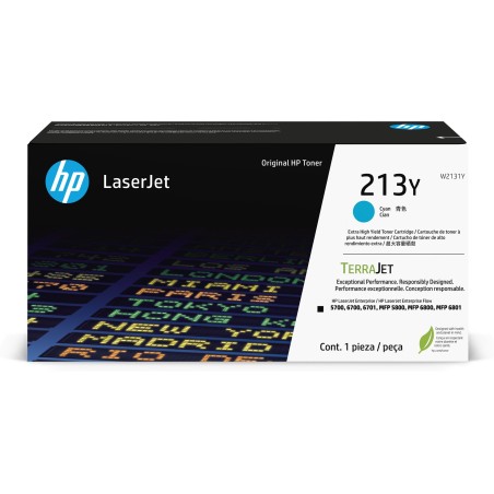 HP Oryginalnym wkładem z błękitnym tonerem o ekstrawysokiej wydajności 213Y LaserJet