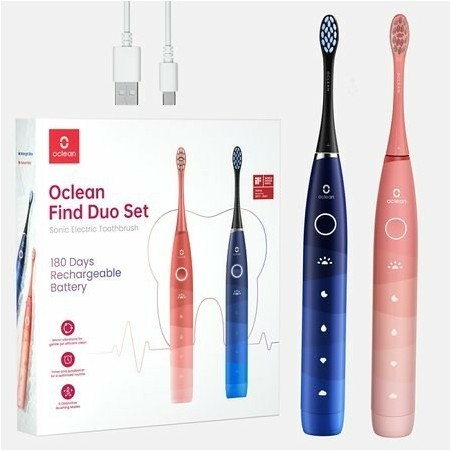 Zestaw szczoteczek sonicznych Oclean Find Duo Set (czerwony/niebieski)