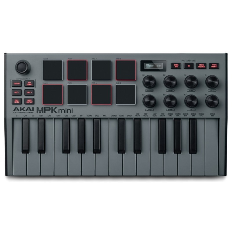 Klawiatura sterująca AKAI MPK Mini MK3 kontroler MIDI USB Czarny, Szary Klawiatura sterująca AKAI MPK Mini MK3 kontroler MIDI USB Czarny, Szary