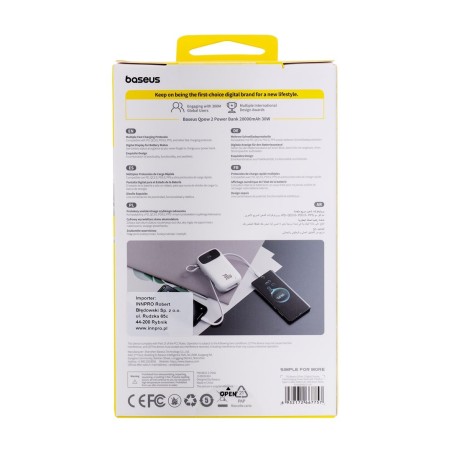 BASEUS POWERBANK QPOW2 20000MAH 30W (BIAŁY)