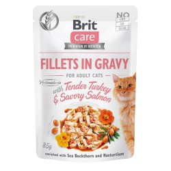 BRIT Care Fillets in Gravy filety z indykiem i łososiem w sosie - mokra karma dla kota - 85 g
