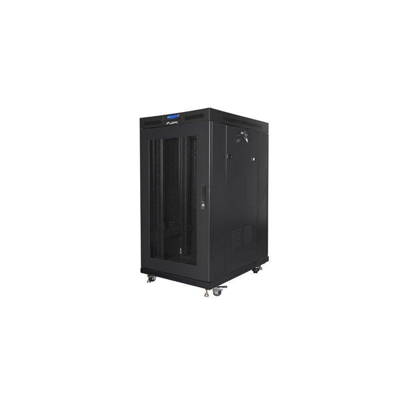 SZAFA INSTALACYJNA RACK STOJĄCA 19" 22U 800X1000 CZARNA DRZWI PERFOROWANE LCD LANBERG (FLAT PACK) V2