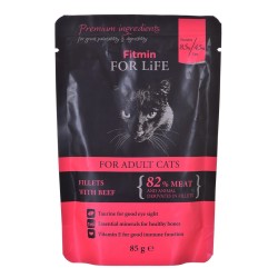 FITMIN For Life Cat Pouch Adult Beef - mokra karma dla dorosłego kota - 85g