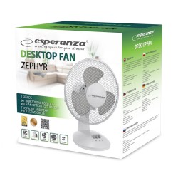 Wentylator biurkowy Esperanza Zephyr EHF004WE (kolor biały, kolor szary)