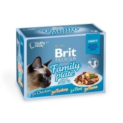 BRIT Premium Cat Pouch Gravy Fillet Family Plate - mokra karma dla kota - 12 x 85 g