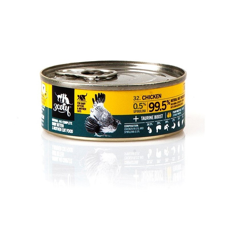 3Coty CHICKEN with Spirulina for Baby Kittens and Feeding Mother Cats 80g 3Coty CHICKEN with Spirulina for Baby Kittens and Feeding Mother Cats 80g