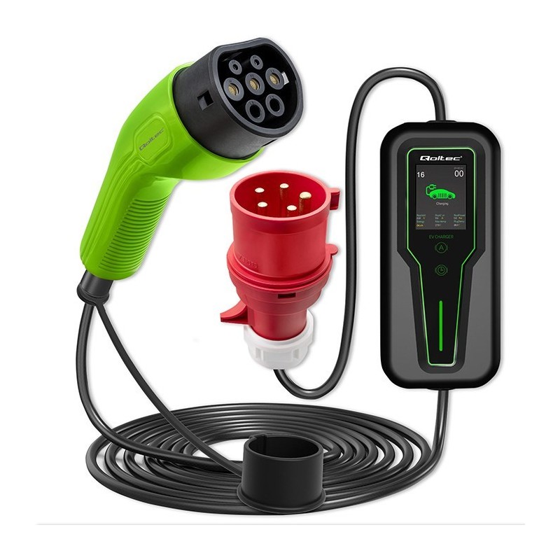 Qoltec 52467 Mobilna ładowarka do samochodu elektrycznego EV z regulacją 2w1 Typ2 | 11kW | 3 Fazy | CEE 5 PIN| LCD |Przenośna | Qoltec 52467 Mobilna ładowarka do samochodu elektrycznego EV z regulacją 2w1 Typ2 | 11kW | 3 Fazy | CEE 5 PIN| LCD |Przenośna |