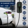 Qoltec 52467 Mobilna ładowarka do samochodu elektrycznego EV z regulacją 2w1 Typ2 | 11kW | 3 Fazy | CEE 5 PIN| LCD |Przenośna |