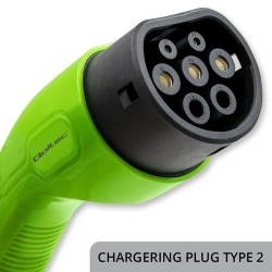 Qoltec 52467 Mobilna ładowarka do samochodu elektrycznego EV z regulacją 2w1 Typ2 | 11kW | 3 Fazy | CEE 5 PIN| LCD |Przenośna |