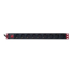 Rozdzielacz zasilania PDU 9 x gniazdo sieciowe 1U Czarny, Czerwony