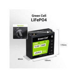 GREEN CELL AKUMULATOR LIFEPO4 CUBE 20AH 12V/12.8V 256WH LFPGC12V20AH