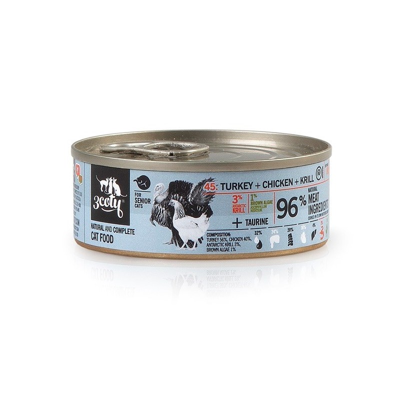 3Coty TURKEY + CHICKEN + KRILL for Senior Cats 80g 3Coty TURKEY + CHICKEN + KRILL for Senior Cats 80g