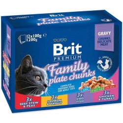 BRIT Cat Pouches Family Plate - mokra karma dla kota - 12 x 100g