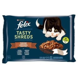 FELIX Tasty Shreds z kaczką i indykiem - mokra karma dla kota - 4x 80g
