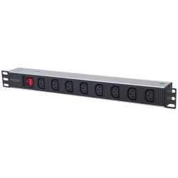 Intellinet 163620 rozdzielacz zasilania PDU 8 x gniazdo sieciowe 1U Czarny, Srebrny