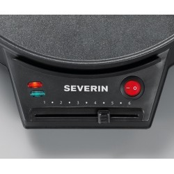 SEVERIN NALEŚNIKARKA, KOL. CZARNY, ŚRED. 30 CM, Z ŁOPATKĄ DO CIASTA, BEZSTOPNIOWY REGULATOR TEMP., MOC 1000W CM2198