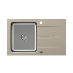 Zlewozmywak granitowo-stalowy QUADRON MICHAEL 111 beżowy wpuszczany + syfon save space w kolorze komory