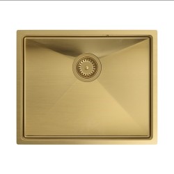 Zlewozmywak stalowy QUADRON ANTHONY złoty wpuszczany + syfon save space w kolorze PVD