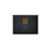 Zlewozmywak granitowy QUADRON DAVID 50 czarny podwieszany + syfon save space w kolorze PVD