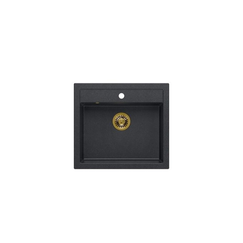 Zlewozmywak granitowy QUADRON BILL 110 czarny wpuszczany + syfon save space w kolorze PVD