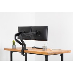 Ramię biurkowe podwójne (zacisk) 2xLCD max. 32"max. 2x 9kg uchylno-obrotowe czarny
