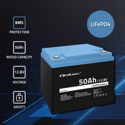 QOLTEC AKUMULATOR LIFEPO4 LITOWO-ŻELAZOWO-FOSFORANOWY | 12.8V | 50AH | 640WH | BMS