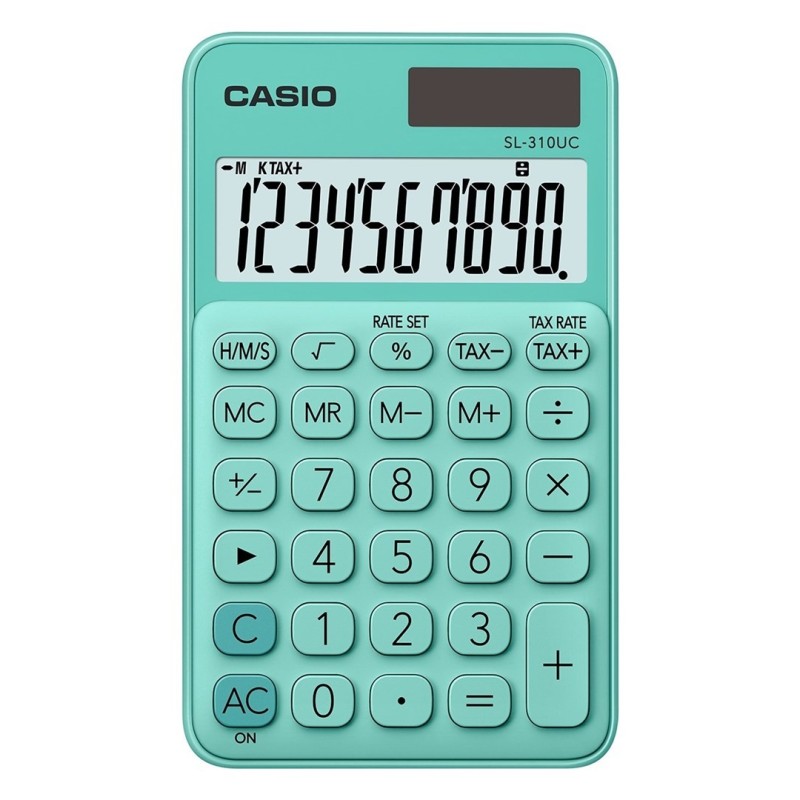 CASIO Kalkulator kieszonkowy SL-310UC-GN BOX, 10-cyfrowy, 70x118mm, kartonik, zielony CASIO Kalkulator kieszonkowy SL-310UC-GN BOX, 10-cyfrowy, 70x118mm, kartonik, zielony