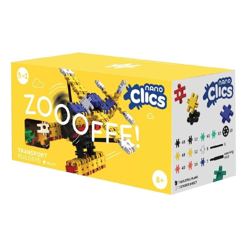 Nano Clics - konstrukcyjne, belgijskie klocki - Pojazdy - Zestaw 250 elementów Nano Clics - konstrukcyjne, belgijskie klocki - Pojazdy - Zestaw 250 elementów