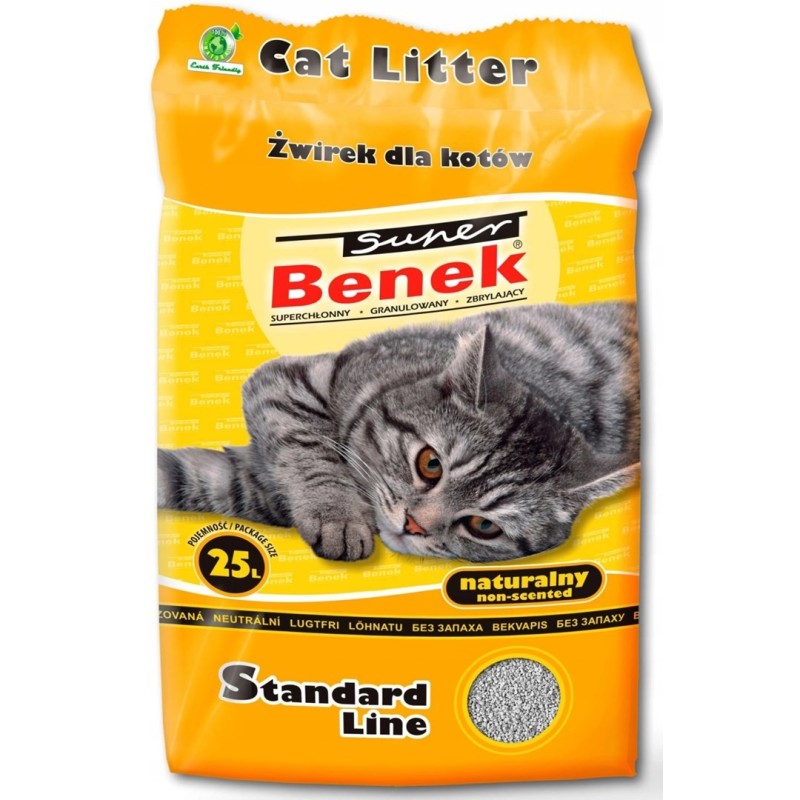 CERTECH Super Benek Standard Naturalny - żwirek dla kota zbrylający 25 l (20 kg)