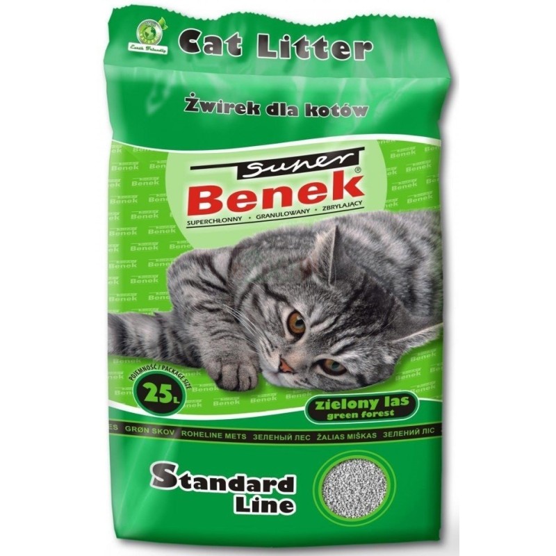 CERTECH Super Benek Standard Zielony Las - żwirek dla kota zbrylający 25 l (20 kg)