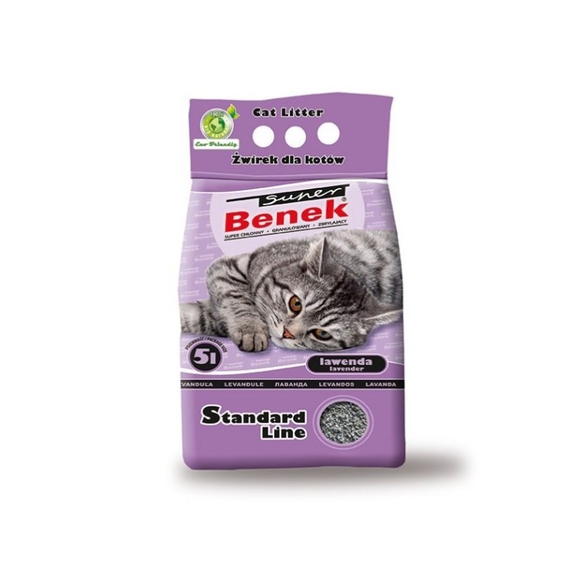 CERTECH Super Benek Standard Lawenda - żwirek dla kota zbrylający 5 l