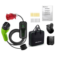 Qoltec Mobilna ładowarka do samochodu elektrycznego EV z regulacją 2w1 Typ2 | 7kW | CEE 3 PIN | 230V | LCD | Przenośna | Wallbox
