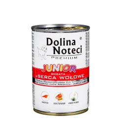 DOLINA NOTECI Premium Junior bogata w serca wołowe - mokra karma dla szczeniąt ras średnich i dużych - 400 g