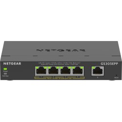 NETGEAR 5-Port Gigabit Ethernet High-Power PoE+ Plus Switch (GS305EPP) Zarządzany L2/L3 Gigabit Ethernet (10/100/1000) Obsługa