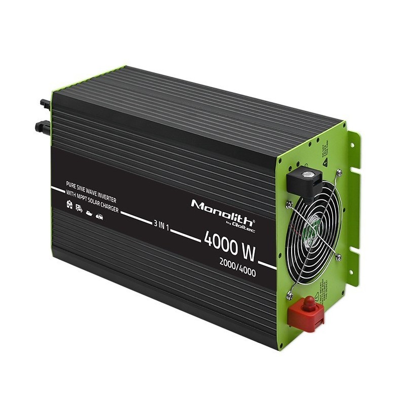 Qoltec Przetwornica solarna Monolith 3w1 z funkcją ładowania AC | MPPT | UPS | ATS | 2000W | 4000W | 12V na 230V | Czysty Sinus Qoltec Przetwornica solarna Monolith 3w1 z funkcją ładowania AC | MPPT | UPS | ATS | 2000W | 4000W | 12V na 230V | Czysty Sinus