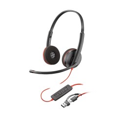 Poly Blackwire 3220 Stereo USB-C Headset +USB-C/A Adapter (Bulk)