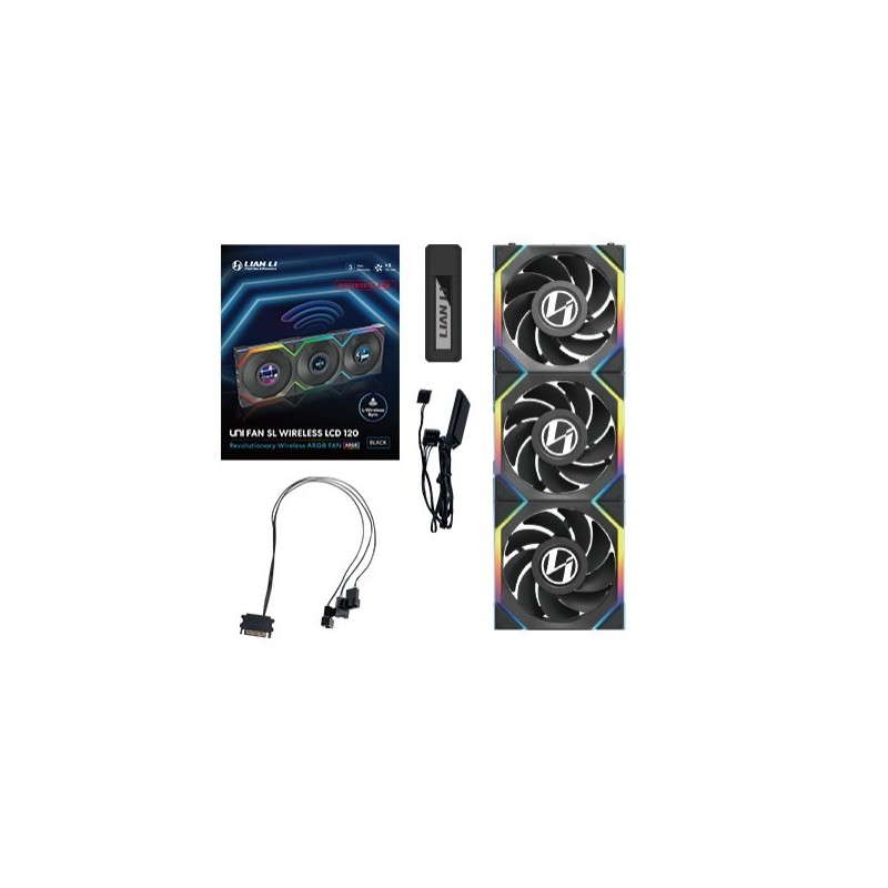 Lian Li UNI FAN SL Wireless LCD 120 Reverse Blade Obudowa komputera Wentylator 12 cm Czarny 3 szt. Lian Li UNI FAN SL Wireless LCD 120 Reverse Blade Obudowa komputera Wentylator 12 cm Czarny 3 szt.