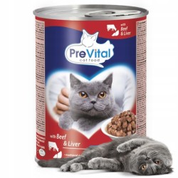 PREVITAL wołowina-wątróbka kawałki w sosie dla kota 415g x 2szt