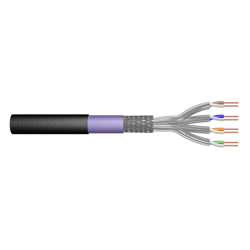 Digitus Kabel instalacyjny zewnętrzny suchy kat.7, S/FTP, AWG 23/1, PE, 100m, czarny, szpula Digitus Kabel instalacyjny zewnętrzny suchy kat.7, S/FTP, AWG 23/1, PE, 100m, czarny, szpula