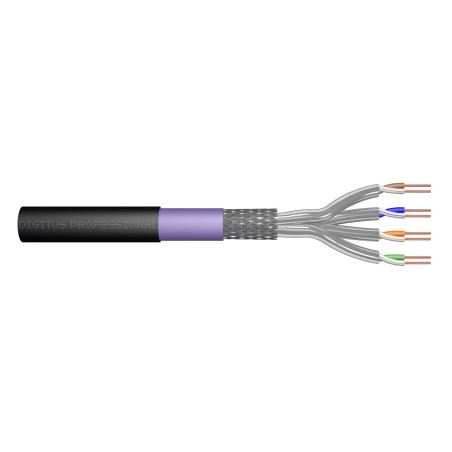 Digitus Kabel instalacyjny zewnętrzny suchy kat.7, S/FTP, AWG 23/1, PE, 100m, czarny, szpula