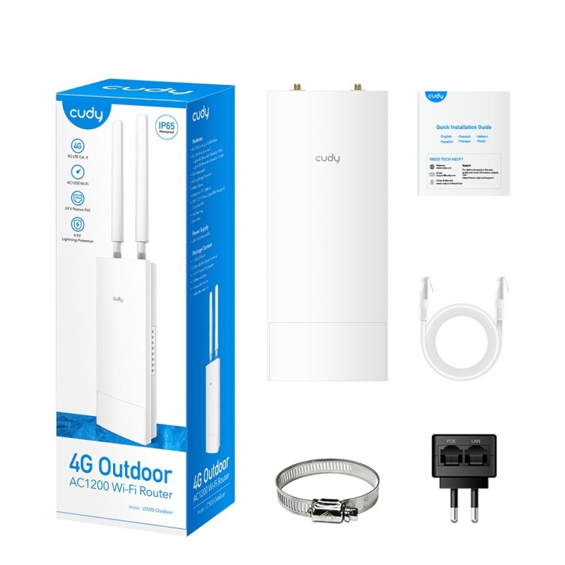 Cudy LT500 router bezprzewodowy Fast Ethernet Dual-band (2.4 GHz/5 GHz) 4G Biały Cudy LT500 router bezprzewodowy Fast Ethernet Dual-band (2.4 GHz/5 GHz) 4G Biały