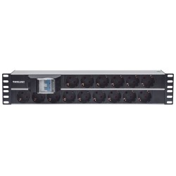 Intellinet 714051 rozdzielacz zasilania PDU 15 x gniazdo sieciowe 2U Aluminium, Czarny