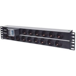 Intellinet 714051 rozdzielacz zasilania PDU 15 x gniazdo sieciowe 2U Aluminium, Czarny