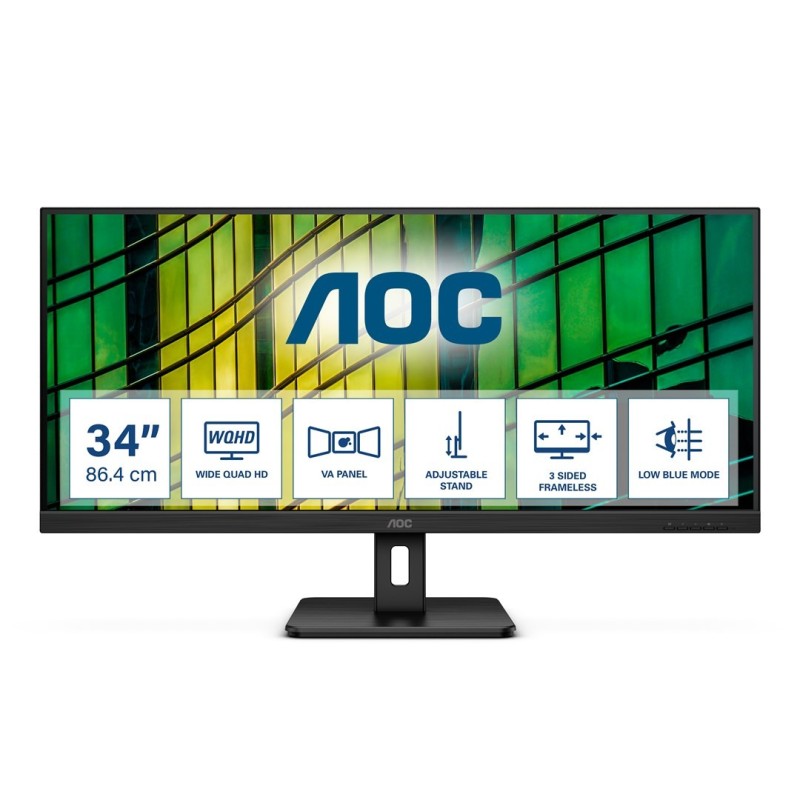 AOC U34E2M monitor komputerowy 86,4 cm (34") 3440 x 1440 px Wide Quad HD Czarny AOC U34E2M monitor komputerowy 86,4 cm (34") 3440 x 1440 px Wide Quad HD Czarny