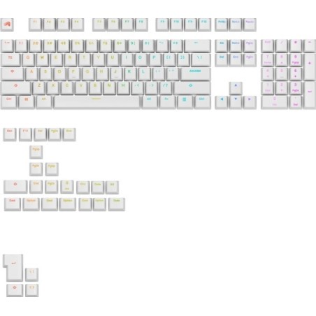 Glorious Podświetlane GPBT, układ ANSI (USA), PBT, Dye-Sub - biały