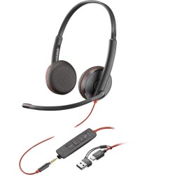 Poly Blackwire 3225 Stereo USB-C Headset +3.5mm Plug +USB-C/A Adapter (Bulk)